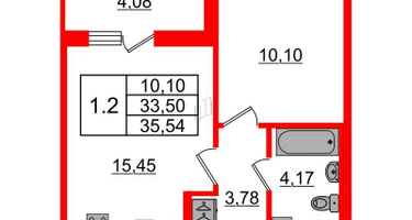 1-к. квартира, 33 м²