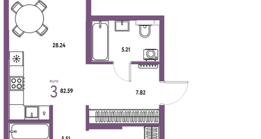 3-к. квартира, 82&nbsp;м²