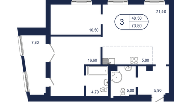 3-к. квартира, 73&nbsp;м²