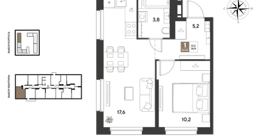1-к. квартира, 36&nbsp;м²