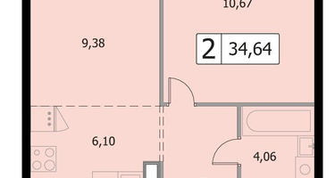 Студия, 34 м²
