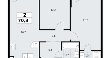 2-к. квартира, 70&nbsp;м²