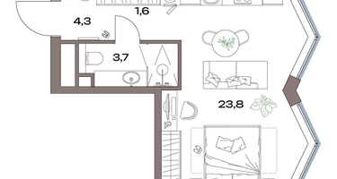 Студия, 33&nbsp;м²