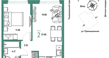 2-к. квартира, 37&nbsp;м²