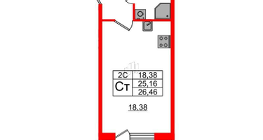 Студия, 25&nbsp;м²