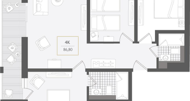 4-к. квартира, 86&nbsp;м²