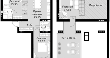 2-к. квартира, 90 м²