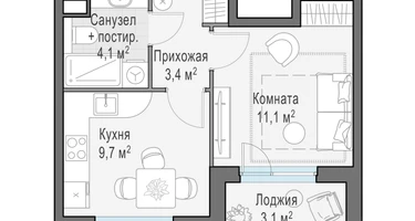 1-к. квартира, 29&nbsp;м²