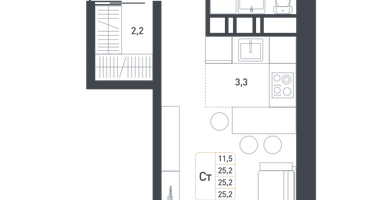 Студия, 26&nbsp;м²
