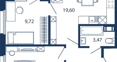 2-к. квартира, 54&nbsp;м²