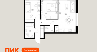 2-к. квартира, 53 м²