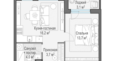 2-к. квартира, 37 м²
