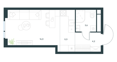 Студия, 29 м²