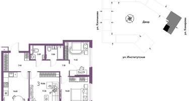 3-к. квартира, 78 м²