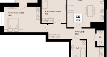 2-к. квартира, 59&nbsp;м²