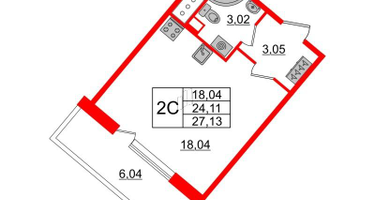 Студия, 24&nbsp;м²