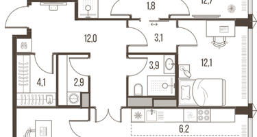 4-к. квартира, 104&nbsp;м²
