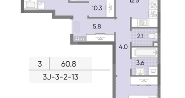 3-к. квартира, 60&nbsp;м²