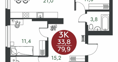 3-к. квартира, 79 м²