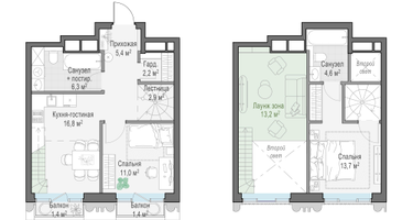 1-к. квартира, 64&nbsp;м²
