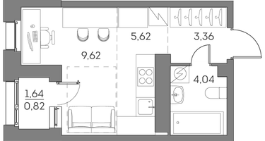 Студия, 23&nbsp;м²