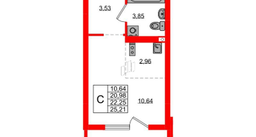 Студия, 22&nbsp;м²