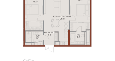 2-к. квартира, 73 м²