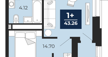 1-к. квартира, 39&nbsp;м²