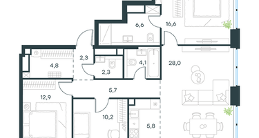 4-к. квартира, 99&nbsp;м²