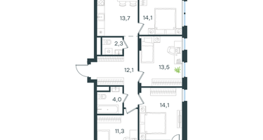 4-к. квартира, 86&nbsp;м²
