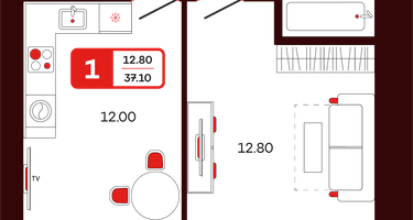 1-к. квартира, 37 м²