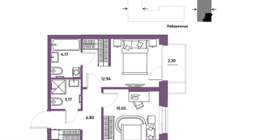 3-к. квартира, 65 м²