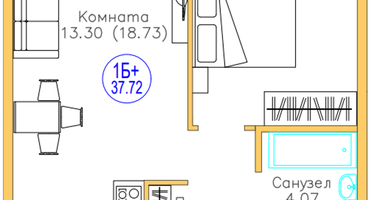 2-к. квартира, 37 м²