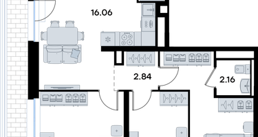 4-к. квартира, 85&nbsp;м²
