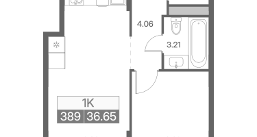 1-к. квартира, 36&nbsp;м²
