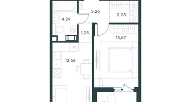 1-к. квартира, 40 м²