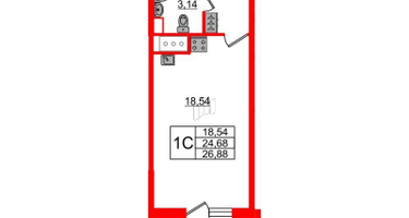 Студия, 24 м²