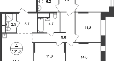 4-к. квартира, 101 м²