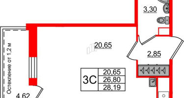 Студия, 26 м²