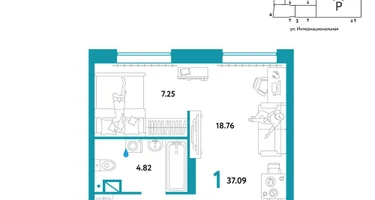 1-к. квартира, 37&nbsp;м²