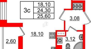 Студия, 24&nbsp;м²