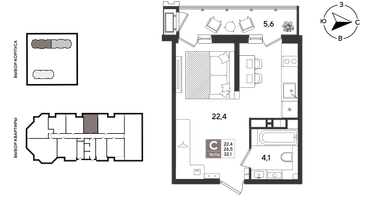 Студия, 31 м²