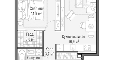 2-к. квартира, 44 м²