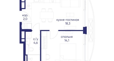 1-к. квартира, 39&nbsp;м²
