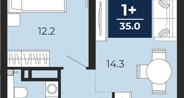 1-к. квартира, 35 м²