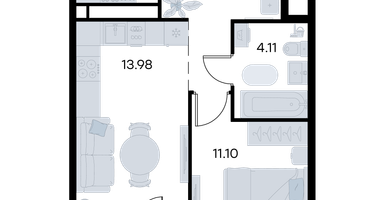 1-к. квартира, 42&nbsp;м²