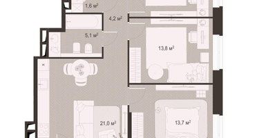 3-к. квартира, 83 м²