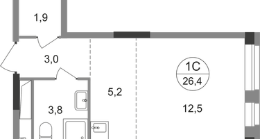 Студия, 26&nbsp;м²