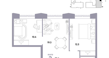 3-к. квартира, 50 м²