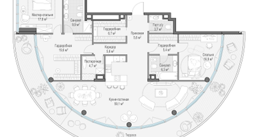 3-к. квартира, 167 м²